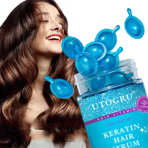 Hair Styling Serum for Frizzy & Dry Hair - Keratin Styling & Moisturizing Oil Capsules with Avocado, Jojoba & Argan Oil - Leave-in Anti Frizz Conditioner with Vitamins A, C, E & B5-30 Capsules