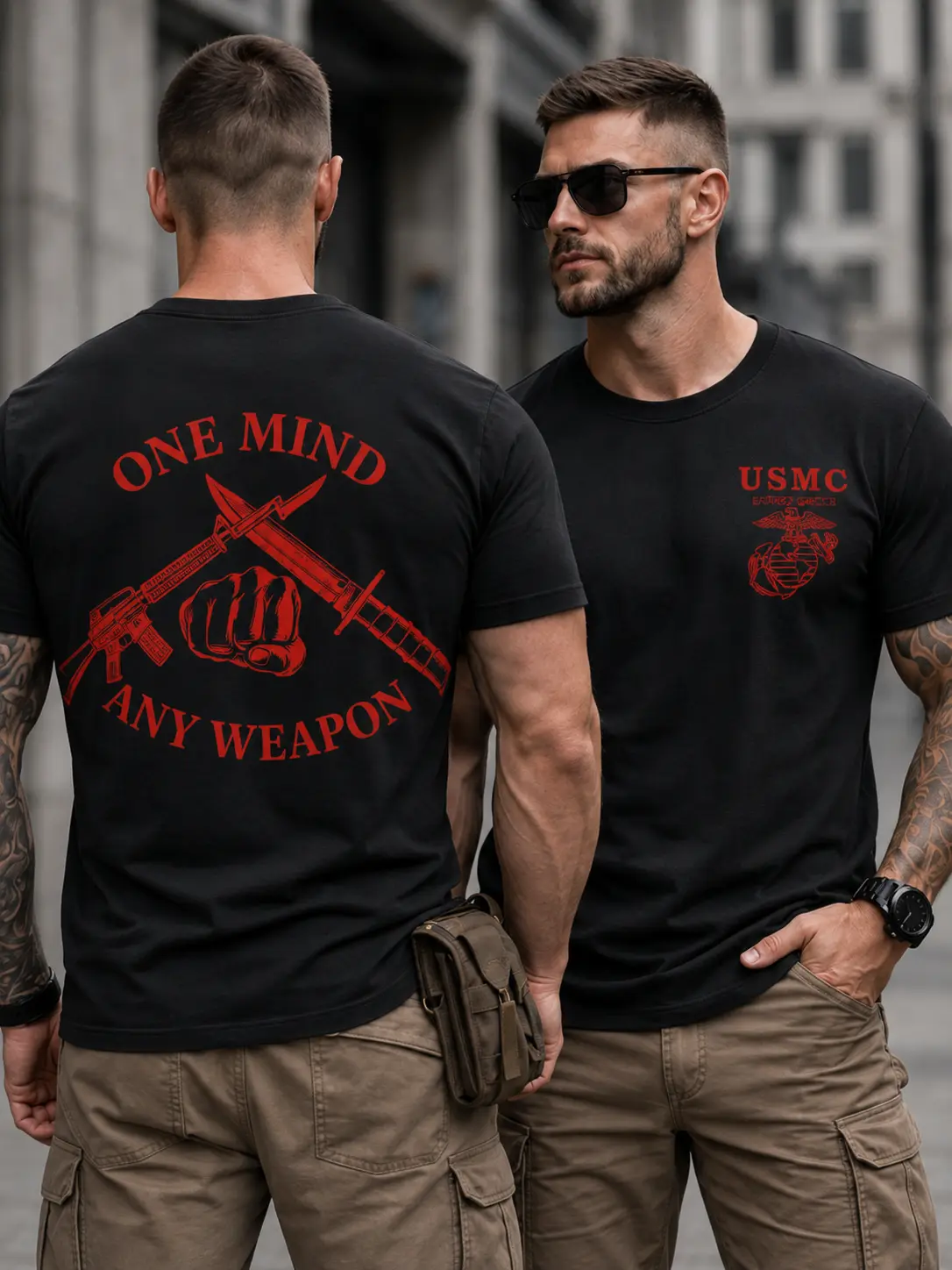 Men's USMC Graphic Print T-Shirt, Soft and Lightweight Casual Apparel with a True Size Fit, Made in USA, Breathable