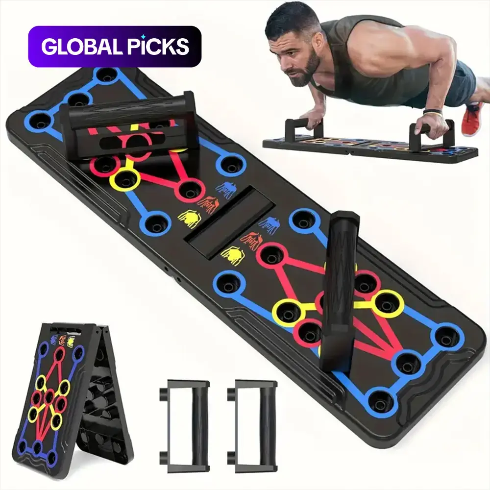 Foldable Push-Up Board, Portable Fitness Equipment, Strength Workout Equipment, Chest and Core Training Stand for Home Gym Workouts #GLOBAL PICKS