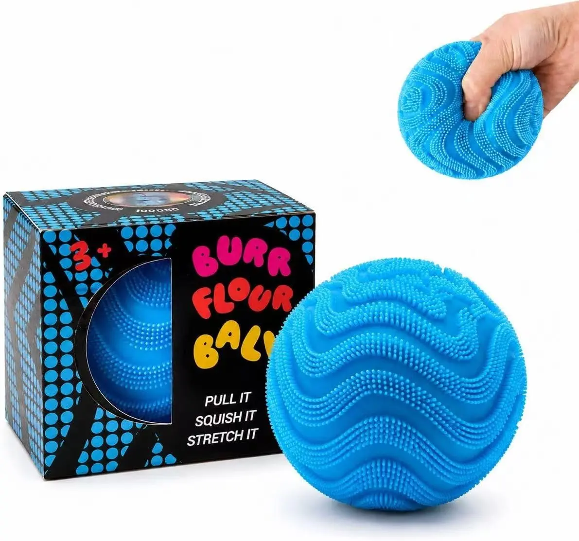 Fuzz Ball Squishy Stress Ball,Soft Fidget Squishy Fuzz Squeeze Ball for Adults,Anxiety Stress Relief Toys,Party Favors Gift for Adults (Blue Ball)