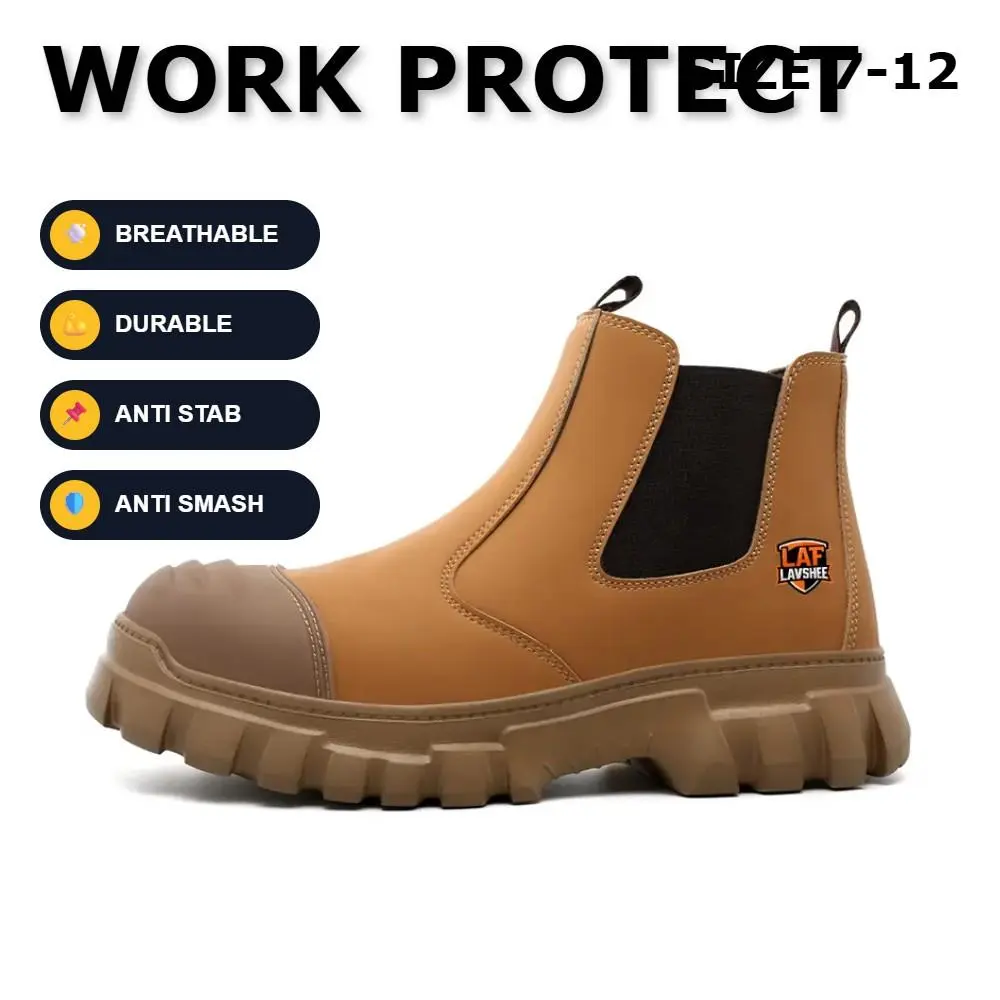 Lightweight Brown Safety Shoes for Men and Women, Steel Toe Work Sneakers, Anti Slip, Splash Proof, Puncture Resistant and Breathable for Construction, Warehouse and Outdoor Jobs