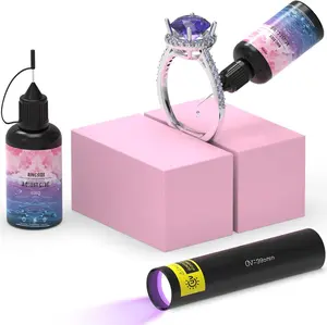 Ring Sizers for Loose Rings, Ring Size Adjuster Kit for Women, Rings Guards Kit with UV Light & 20g Glue, Fixators, Invisible Traceless Tightener for Men, Fit Any Size, Easy to Apply & Remove