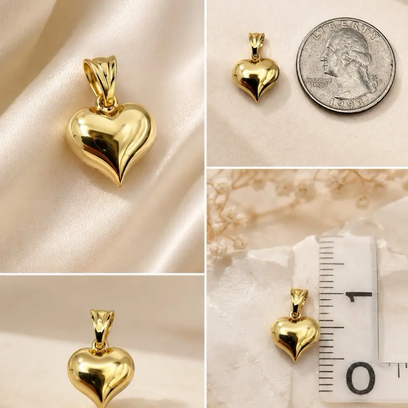 10k Gold Heart Charm, Elegant Pendant Design Jewellery, Stylish Accessory for Men's Accessories