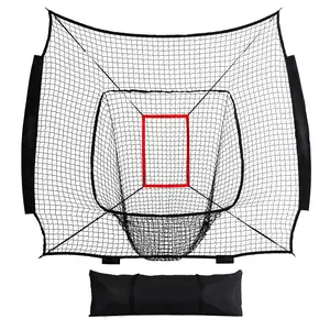 Baseball Nets for Batting Cage Net with Baseball Tees for Hitting, 7x7 Ft Pitching Net with Strike Zone Adjustable Batting Cages for Backyard Kids, Baseball Player Practice Pitching Hitting