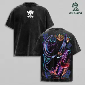Prince Loki vs Sun God Warrior One Piece Vintage Washed Anime Tee, Elbaf Dragon Battle Graphic Shirt, Heavy Cotton Oversized Streetwear T-Shirt