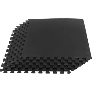 EVA  Mat Tiles 6-Pack - 24 SQ FT of Interlocking Padding for Garage, Playroom, or Gym Flooring - Workout Mat or  Playmat by  (Black)