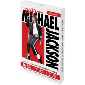 Michael Jackson Bad World Tour Keepsake Premiere Hobby Box: 16 Packs, Chase Rare 1/1 Cut Signature and Authentic Tour-Worn Glove Relics, 300+ Card Set