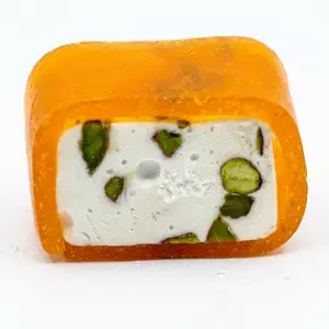 OMNIYA Delicacy – Nougat Apricot Rectangle Extra Extra (8 oz) – Mediterranean Nougat with Apricot – Soft Fruit and Nut Chew – Middle Eastern Treat for Gifting and Snacking