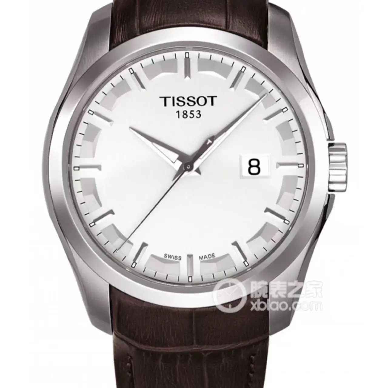 Tissot 1853 Classic Watch with Brown Leather Strap and White Dial