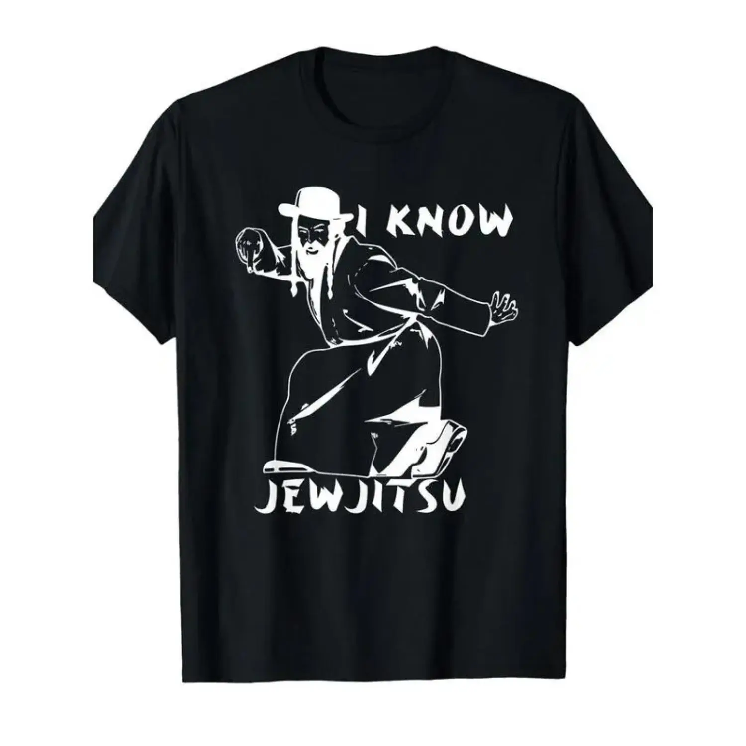 Mens Retro I Know Jujitsu Dance Horah Jiu Jitsu Rabbi Graphic Tee Casual Short Sleeve Crew Neck T shirt with Geometric Print All Season Comfortable Vintage Funny T Shirt