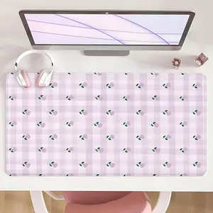 [Mouse Desk Pad] Non-Slip Mouse Pad Large Gaming Mouse Pad With Rubber Base & Stitched Edge Floral Lavender White Pink Design Desk Top Protector Mat For Home & Office Use Perfect For Spring Gift Mother Day