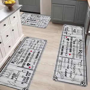3-Piece Flannel Kitchen Rugs Set Non-Slip Washable Mats Farmhouse Style Welcome Door Mat Absorbent for Home Laundry Living Room Hallway Holiday Cooking comfortable floor rustic soft anti slip floor mat polyester cozy