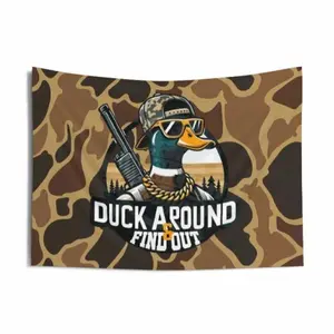 Camouflage Duck Around And Find Out 3x5FT Funny Tapestry Poster for Hanging College Dorm Room Decoration Outdoor Indoor Banner  Boho Shabby Chic