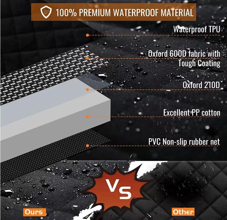 Dog Car Seat Cover for Back Seat Waterproof Extender Supports 400lbs Hard Bottom Quilted Design Secure Straps