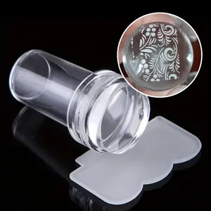 Nail Art Stamping Tool Kit, Small Clear Silicone Stamper With Scraper, For Nail Stamping Plates Design Transfer, Manicure Decoration Accessory, Beginner Manicure Kit