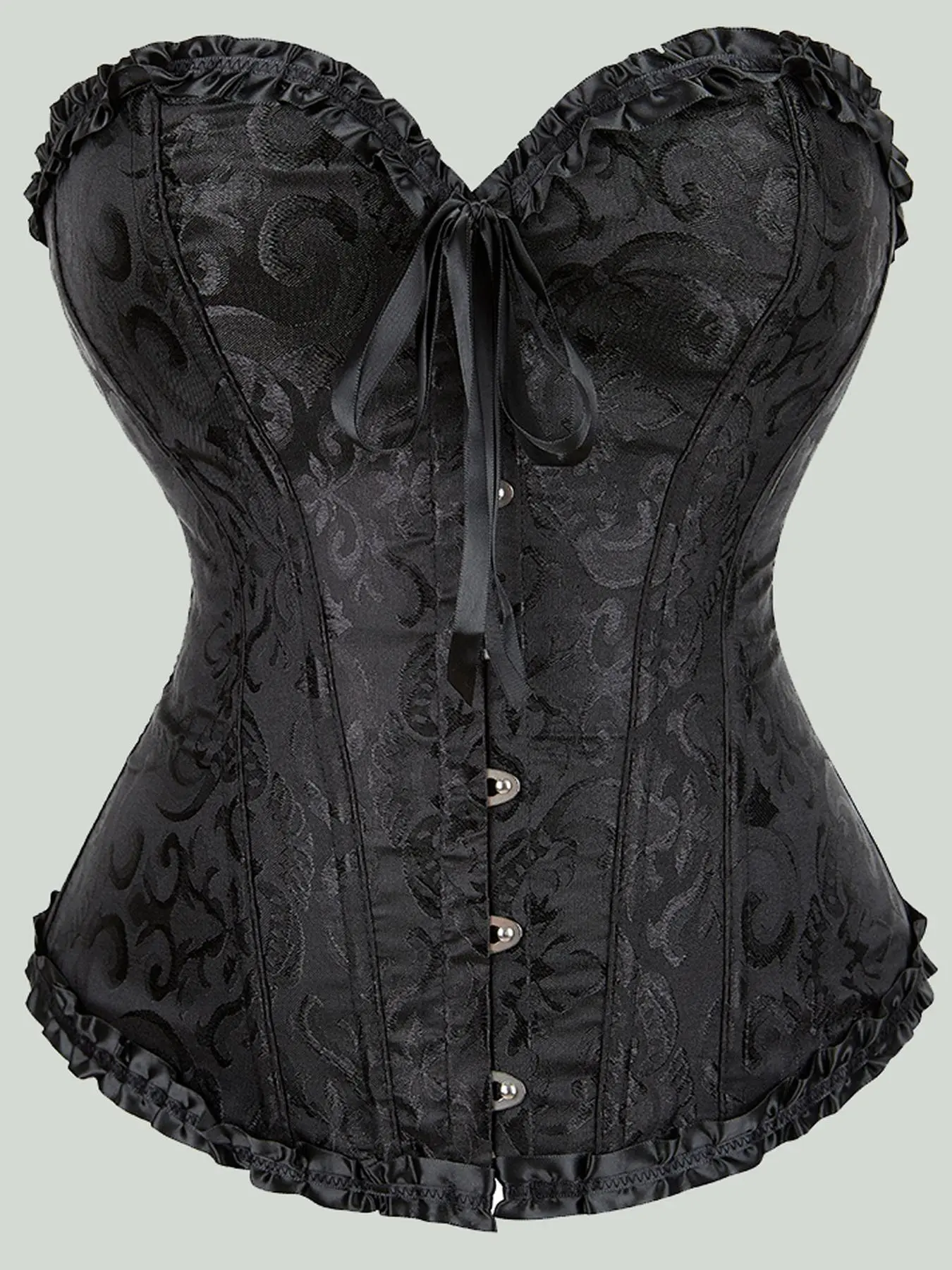 Women's Casual Ruffle Body Shaping Garment, Under Bust Elastic Corset, All-Season Wear, Front Bow Detail, Fashion & Comfy Shapewear, Corsets Tops, Perfect for Every Woman