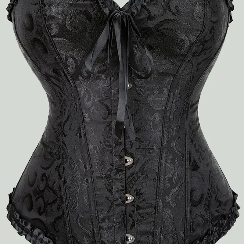 Women's Casual Ruffle Body Shaping Garment, Under Bust Elastic Ruffled Corset, All-Season Wear, Front Bow Detail, Fashion & Comfy Shapewear, Corsets Tops, Perfect for Every Woman