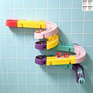 DIY Bathroom Sliding Track Play Toy, 24pcs Suction Cup Tracks, Unique Shape, Easy Operation, DIY Customizable, Sensory Bath Essential for Kids