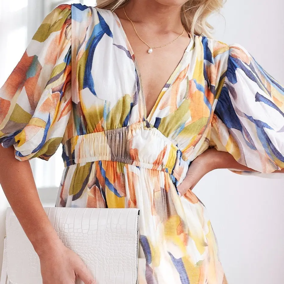 Sissyaki Women's Short sleeve Boho Floral Midi Dress Smocked Beach Flowy  Dress Bohemian Casual Summer Womenswear Comfy Elegant Lightweight Piece  Tiered Underwear - TikTok Shop