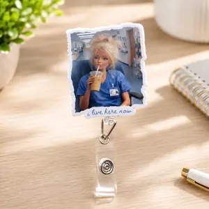 Doll face Badge Reel, Funny Nurse Badge Reel, I Live Here Now Badge Holder, Cringe Face Scrub Nurse, Coffee Nurse Badge Reel, RN Gift