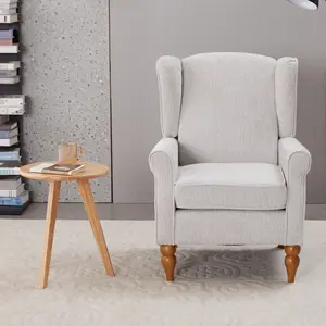 High Wingback Chairs with Table, Midcentury Modern Accent Chair for Living Room, Upholstered Armchair with Solid Legs, Light Grey Living Room Chairs for Living Room, Bedroom, Balcony