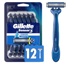 Gillette Sensor3 Comfort Men's Disposable Razors, 12 Razors