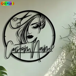 1pc Hairdresser Silhouette Metal Wall Art, Custom Name Hair Stylist Statue Mural, Artistic Metalwork, Intricate Craftsmanship, Perfect for Housewarming, Mothers Day Decor, Perfect for Salon Studio Barbershop Decor, Ideal Gift for Beauty Enthusiasts.