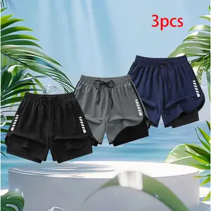 Women’s 3-Pack Summer Lightweight Quick-Dry Double-Layer Athletic Shorts