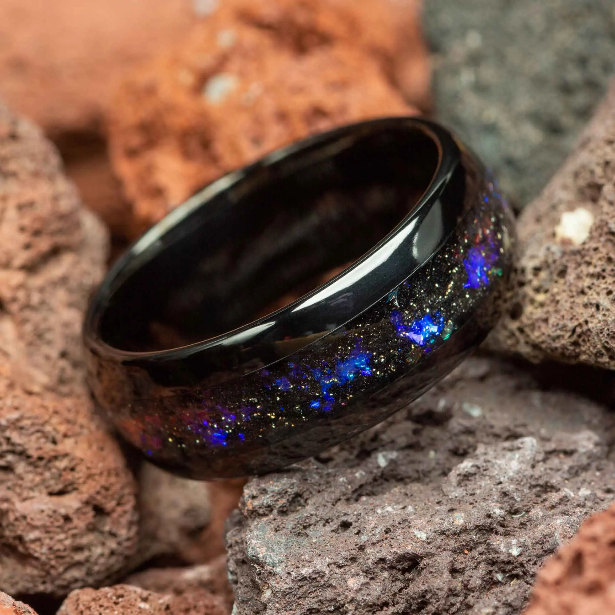 Sandstone Nebula Men's Black Tungsten Ring - 8mm