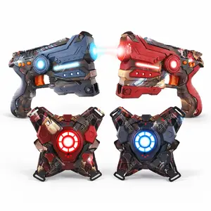 Rechargeable Laser Tag Set for 2 Players 2 Blasters with Vests 2.4GHz Sync Interactive Outdoor Game for Kids Teens Adults