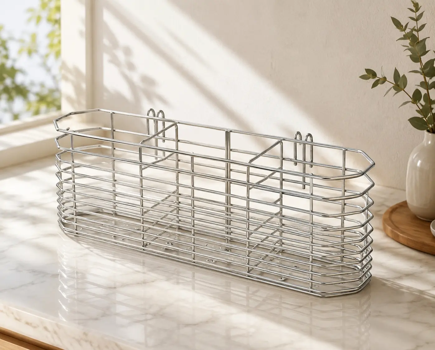 304 Stainless Steel Kitchen Utensil Organizer & Drying Rack - Rustproof, with Hooks, Drainage Basket for Home Storage Organization