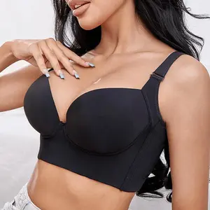 Plus Size Push Up Back Smoothing Bra Hide Back Fat Full Coverage Comfort Seamless Bra