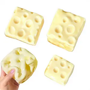 Squishy Cheese Block - Yellow/Pink Realistic Ultra-Soft Non-Rebound ASMR Sensory Fidget Stress-Relief Toy for Kids Adults l Viral Stress Ball Glutinous
