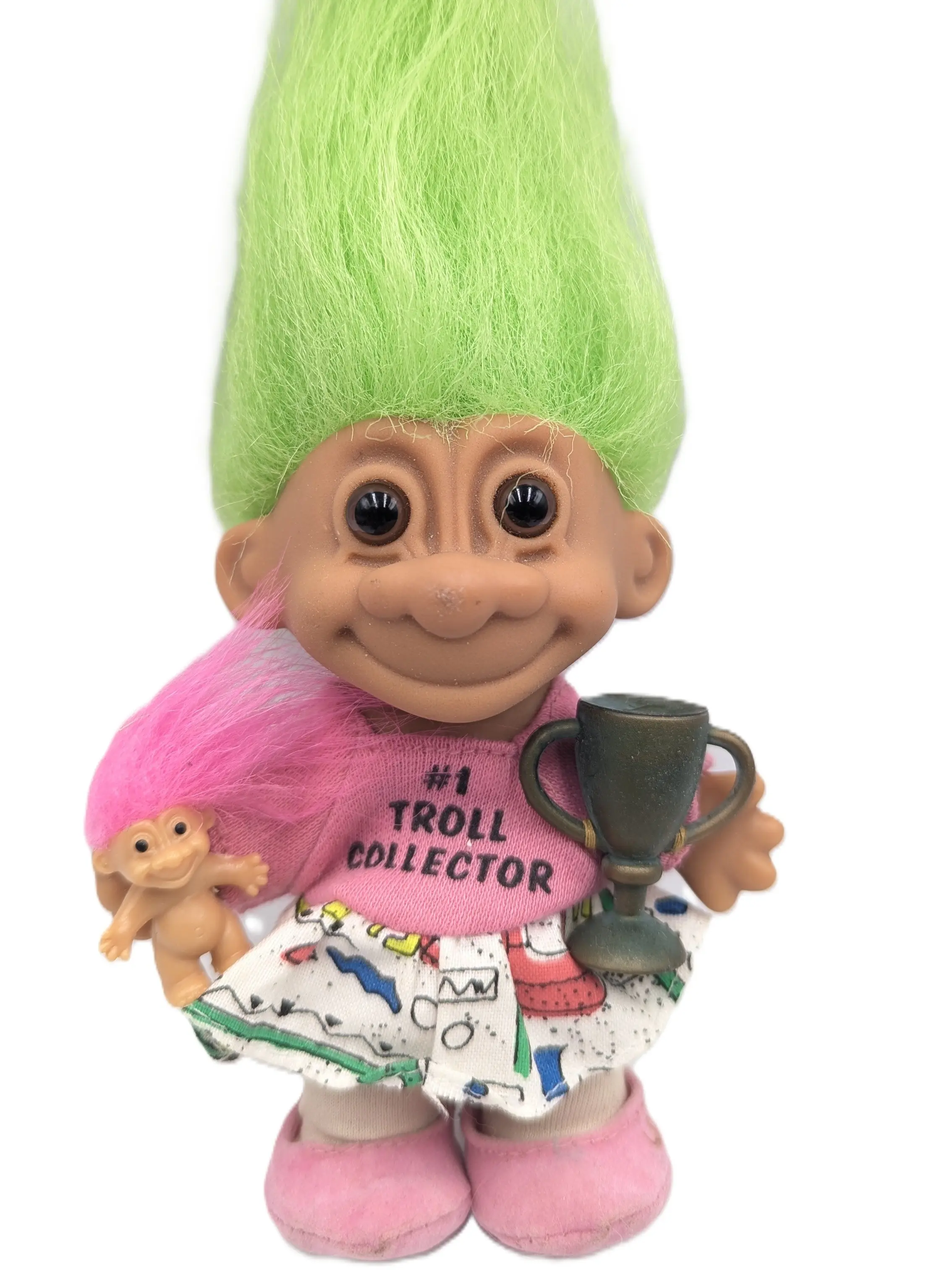 Troll Doll 5" Green Hair Collector Trophy #1