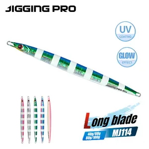 Deep Sea Monster Lure | JIGGING PRO 3D Eye “Long Knife” Jig 60g/80g | Slow Pitch & Vertical Jigging for Sinking Action | Glowing Saltwater Metal Jig Lure
