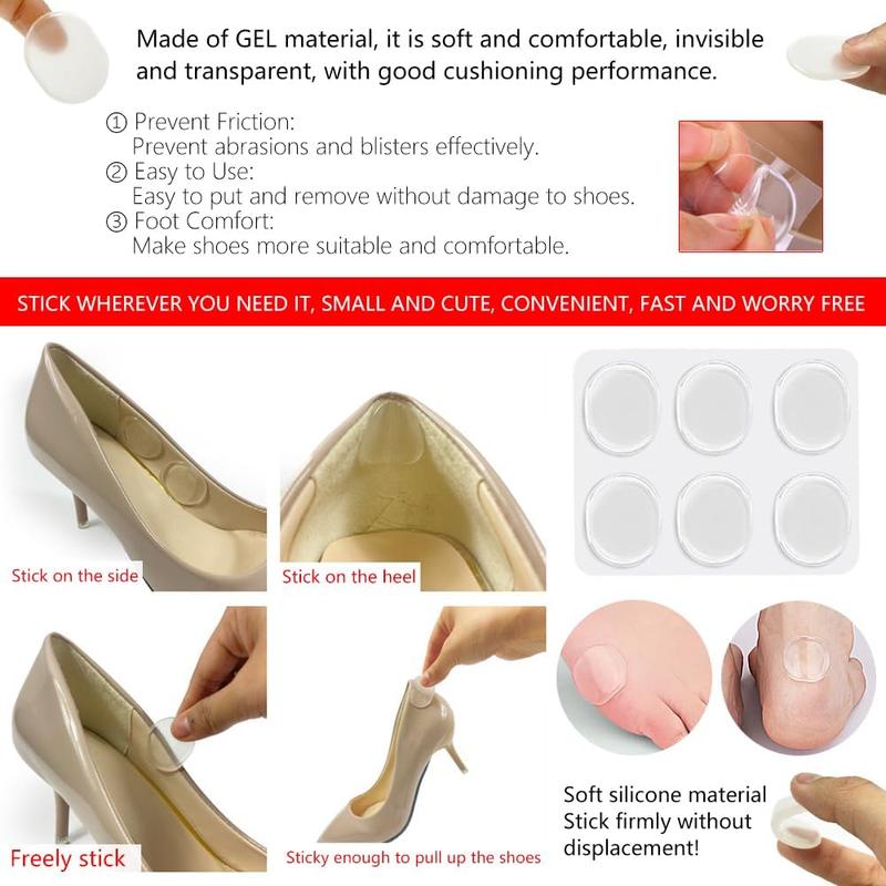 Zioiaoro 16Pcs Heel Cushion Soft Inserts, Gel Pads for Loose Shoes, Prevent Rubbing Blisters, Forefoot Pads, Arch Support, Heel Grips Liners Protectors, Ball of Foot Cushions, for Pain Relief Bunion