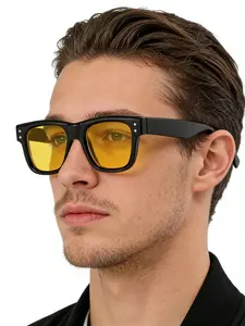 Men's Casual Fashion Plain Square Sunglasses, Compact Simple Design, Perfect Gift, Essential Daily Accessory, Uv100 Protection, Trendy Square Sunglasses, Sun Protective Sunglasses