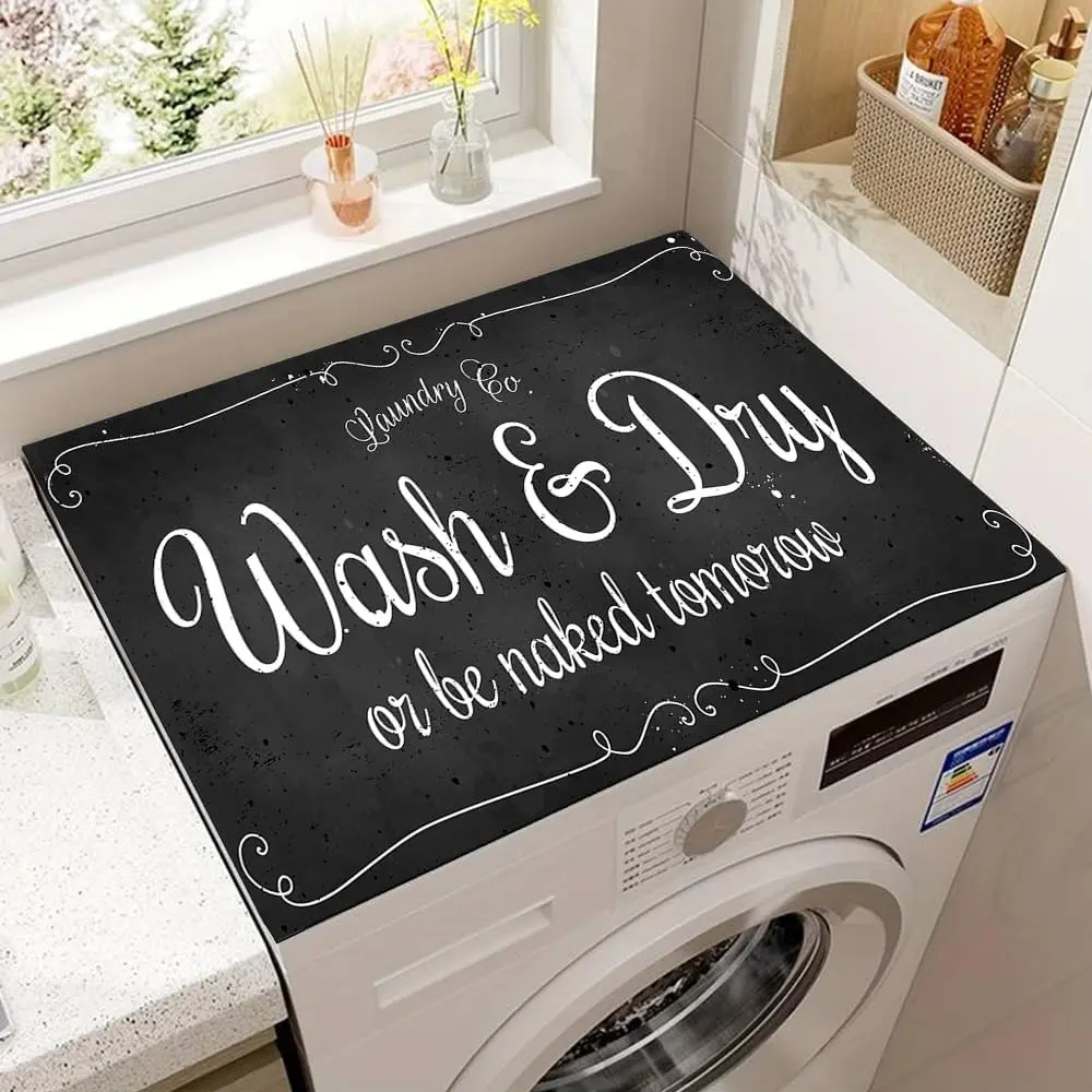 PINSOUL Stain-Resist Top Washer & Dryer Cover Mat - 23.6"x19.7", Lightweight Printed, Non-Slip, Dust-Proof Household Textile, Artwork-Infused Laundry Room Accessory