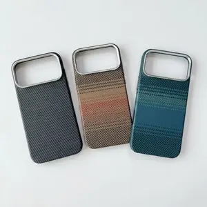 Luxury Kevlar Carbon Fiber Texture Magnetic Polycarbonate Cover, MagSafe-Compatible Hard PC Slim Shockproof Protection Case for iPhone 12-17 Pro Max, Aesthetic Wireless Cellphone Accessory