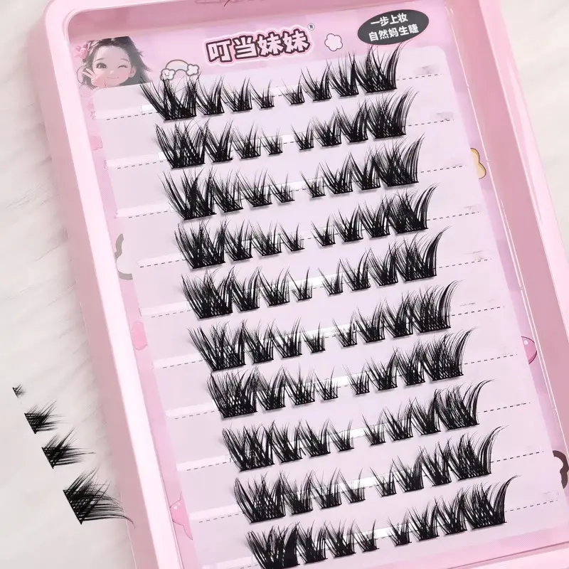 Fox Eye Effect Fluffy Eyelash Clusters Manga Lashes Reusable DIY Cluster Lashes Natural Thick Winged False Eyelashes Daily Use Soft Eyelash Makeup Cosmetic False Lashes High Quality Eyelashes