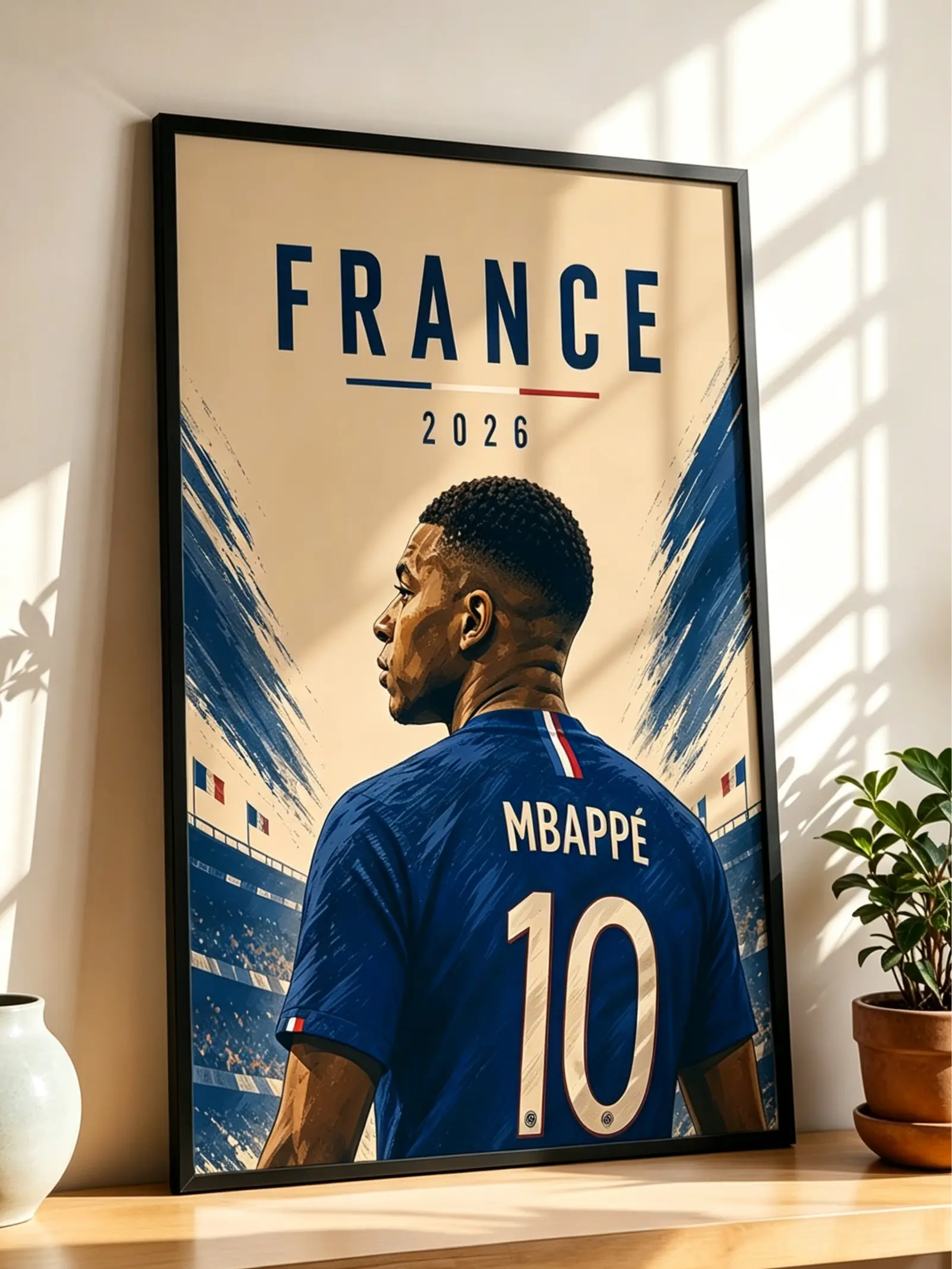 Kylian Mbappé Plain Poster, French Football Star Print with Bold Imagery, Celebrates Talent for Bedroom Room Decoration