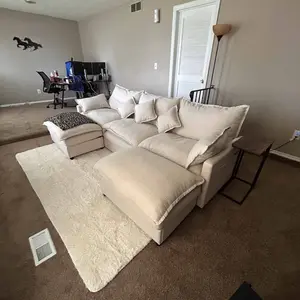 【2 Packages Shipping】GOSUHI 108" U-Shaped Modular Sectional Sofa - Comfy Cloud 3-Seater with 2 Movable Ottoman, Cloud Sofa,Deep Seat Linen Couch for Living Room, Beige Color ,Comfort & Stylish Design,Chenille pink