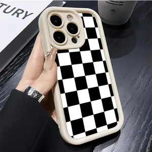 Black checkerboard pattern for iPhone cases iPhone 17Pro Max Air 16 15Plus 14 13 12 11Phone Case Soft TPU BumperDrop Protaection Rugged Durable Back Cover for Girl gifts.
