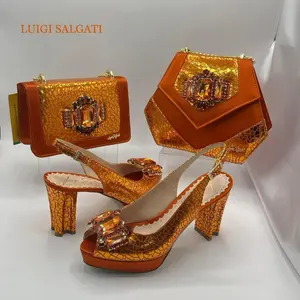 Luigi Salgati High-Heeled Sandals with Rhinestone Bow & Matching Handbag Set for Women in European Sizes 37-42
