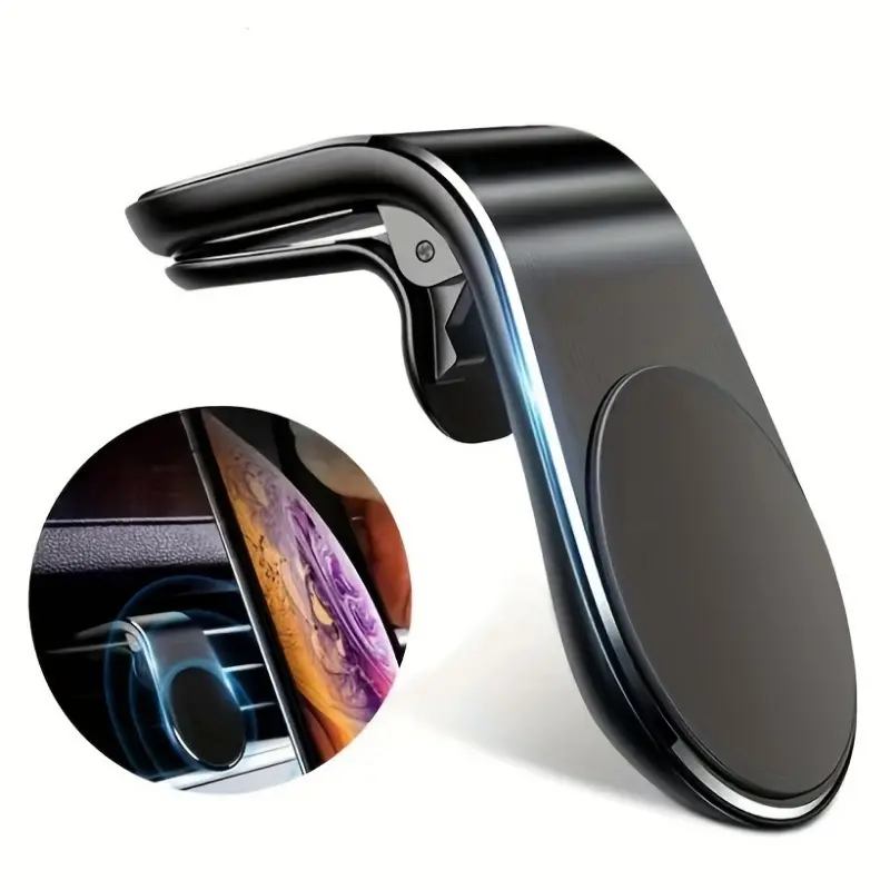 1pc L-Shape Magnetic Car Phone Holder Car Cellphone Mount - Vent Mount Stand with Universal Grip - Enjoy Hands-Free Driving Convenience Phone Holder For Car Vent Cell Phone Holders