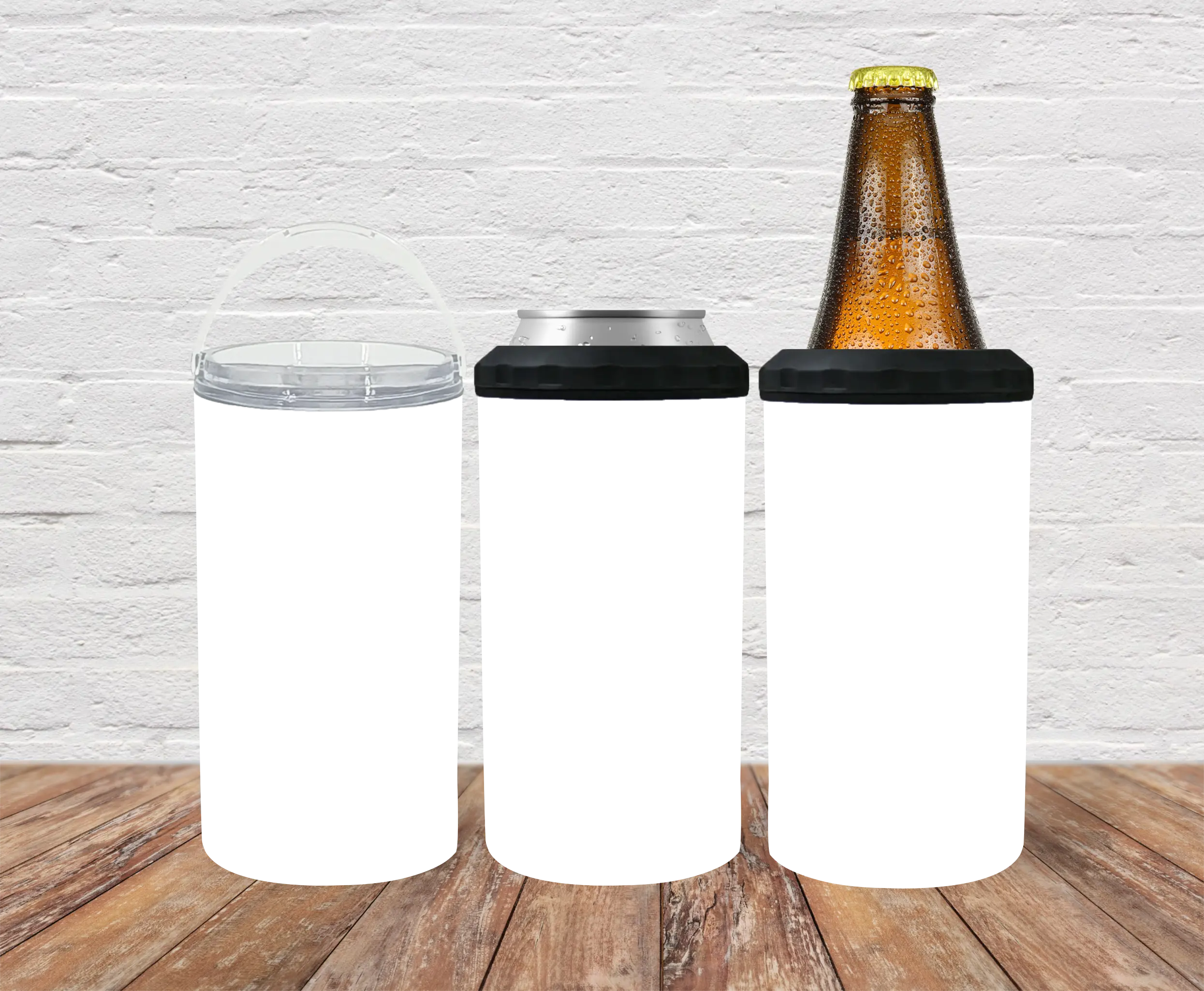 Custom 16oz 4-1 Can Koozie Insulated Tumbler with Straw and Bottle Opener Drinkware Flasks