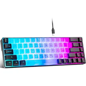 Mini RGB 60% Gaming Keyboard, 68 Keys Small Compact USB Wired Rainbow Light Up Backlit Gaming Keyboard for Xbox PS4 PS5 PC Laptop Gamer(White-Black)