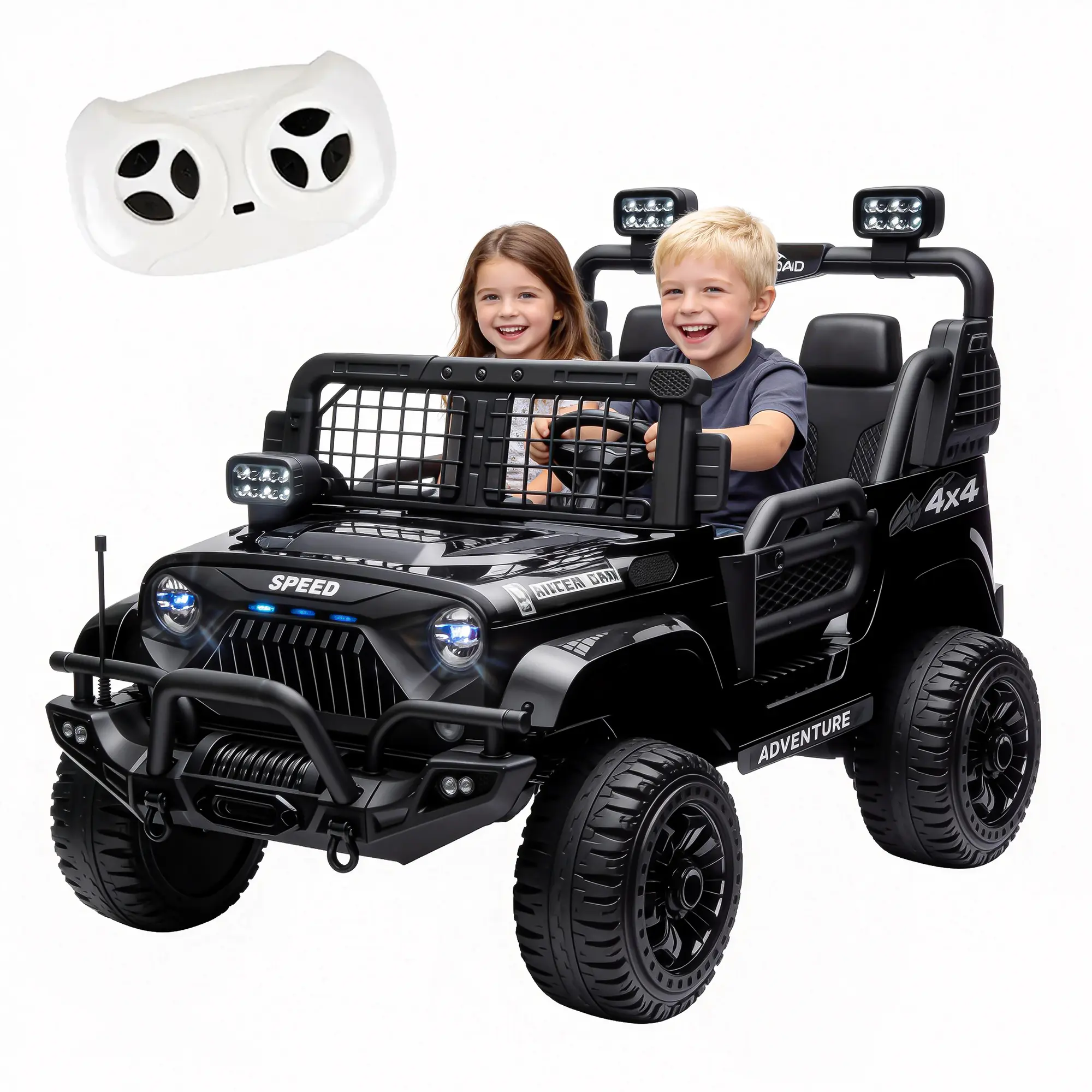 tiktokshopstockup 24V  Upgraded Power Wheels Ride On Truck for Big Kids -  2*200W Dual Motors, 21in Wide Seat, Parent Remote Control , Built-In Batteries, Soft Start, Accelerator Pedal, Shock Absorbers, Bluetooth Audio, Music, LED Lights, Outdoorfun Toy