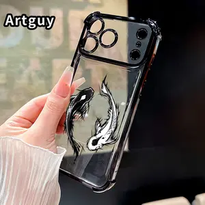 Koi Yin - Yang Pattern Phone Case Compatible with iPhone 17 Pro Max 16 15 Plus Air 14 13 12 11 E Featuring Strengthened Four Corners Soft Back for Drop Protection