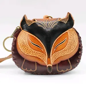 Leather Fox Coin Purse Wallet for Women, Men and Children